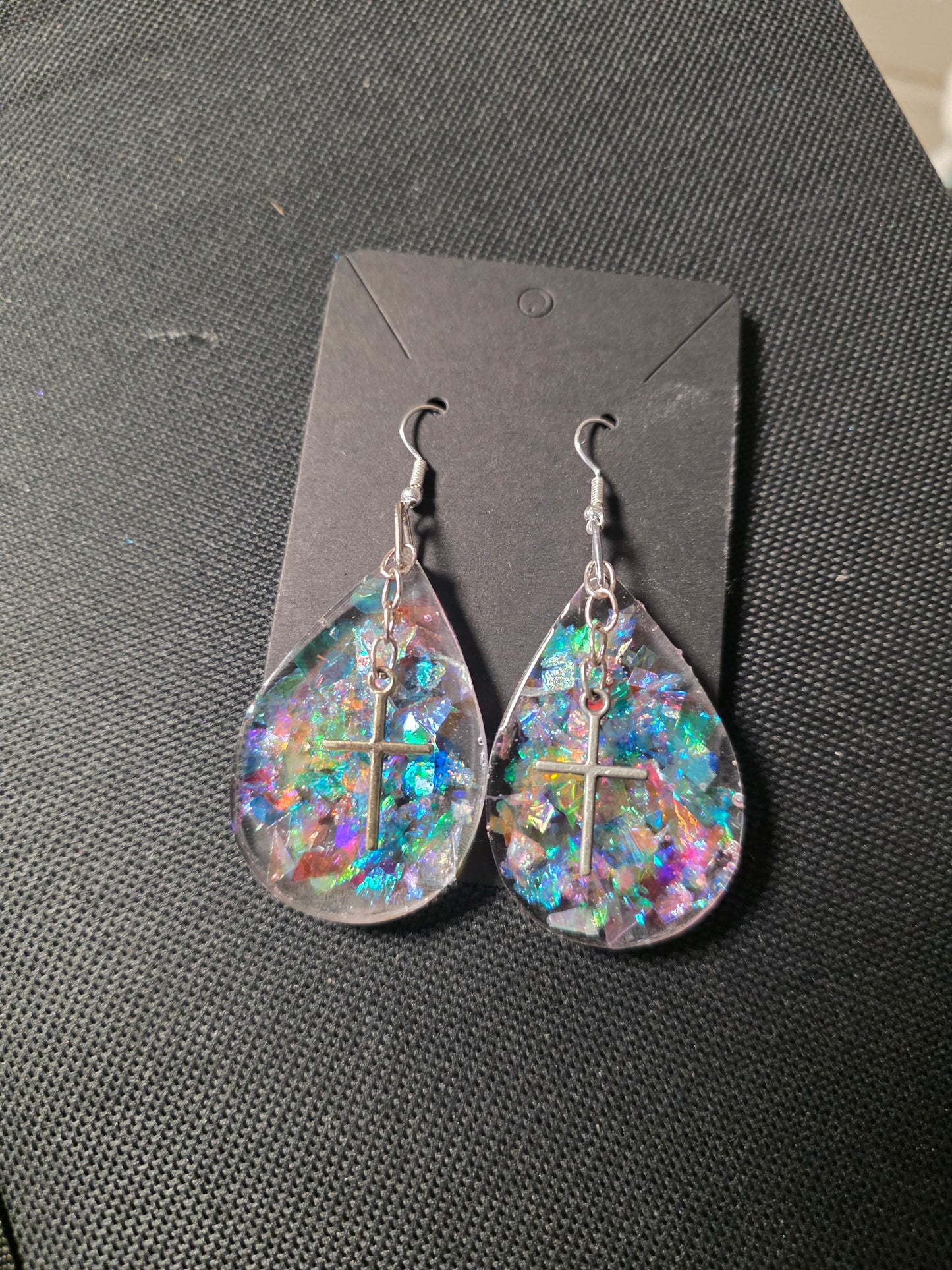 Spring earrings with a cross