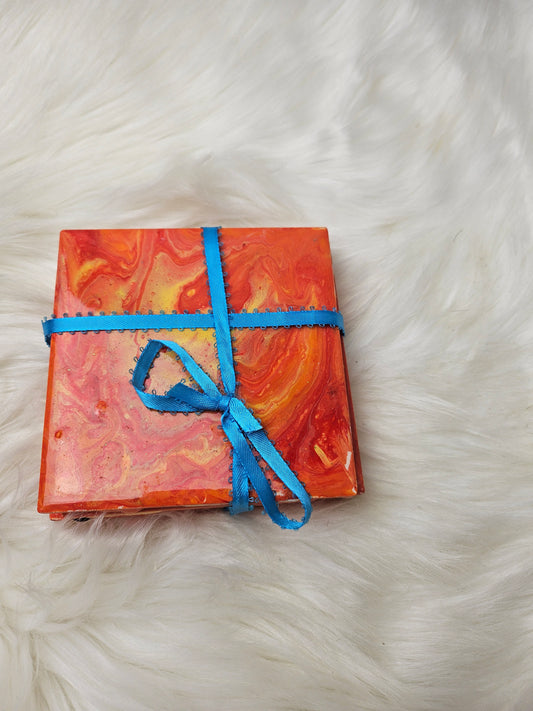 Drink Coaster Set of 4 oranges and yellows
