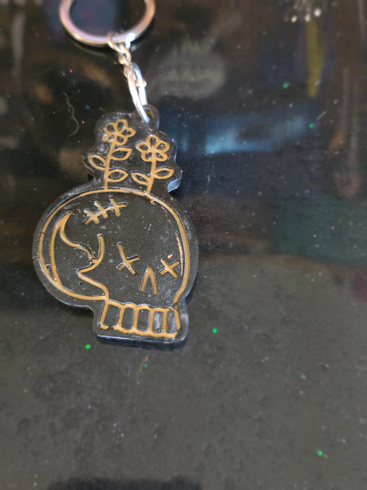 Skull and flowers Keychain
