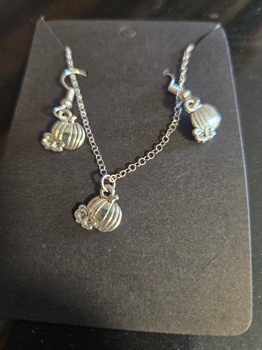 Pumpkin patch necklace and earring set