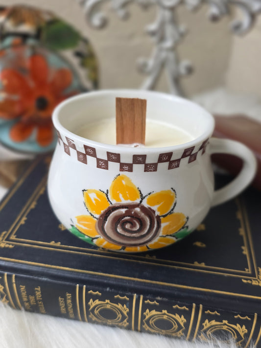 Coffee Cup Candle Sunflower
