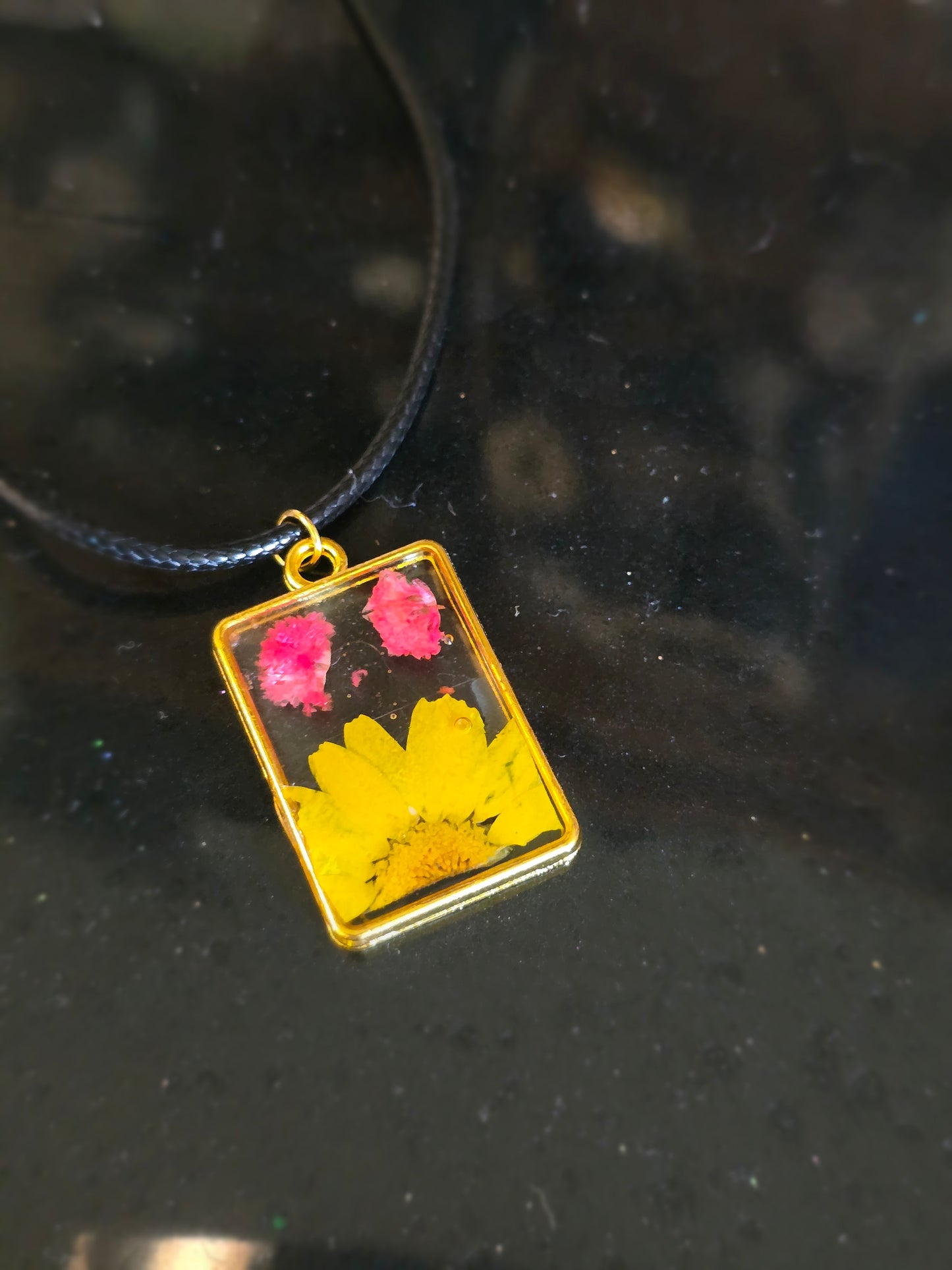 Yellow and pink flower necklace